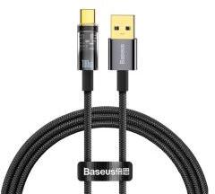 Baseus EXPLORER adatkábel (USB - Type-C, 100W, gyorstöltő, 100cm, cipőfűző) FEKETECATS000201