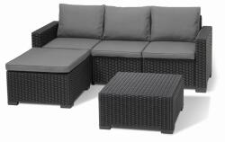 Keter Set mobilier gradina, material polipropilena, Keter California, pentru balcon si terasa, 3 locuri, cu scaun, cu masuta cafea, culoare grafit, rezistent UV si intemperii, usor de asamblat (256622)