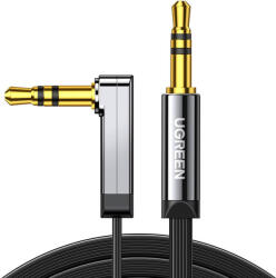 UGREEN AV119 Mini jack 3.5mm AUX könyök kábel, lapos, 5m (fekete)