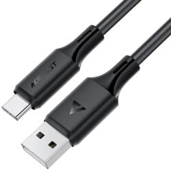 ACEFAST USB Type-C adatkábel (C17-04), gyorstöltő, 3A, hajlításálló, puha szilikon, 1, 2 m - fekete
