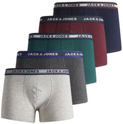 Jack & Jones Jack & Jones, Logós derékpántú boxer szett - 5 db, Szürke/Zöld/Kék, 2XL (12165348-DARK-GREY-MELANGE-XXL)