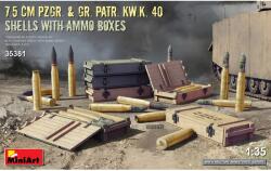 MiniArt Models 1/35 7.5 cm Pzgr. & Gr. Patr. Kw. K. 40 Shells with Ammo Boxes (MI35381)