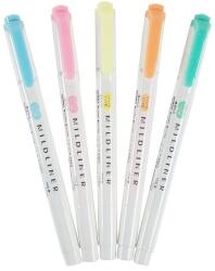 Zebra ecsetvégű, kétvégű filc, pasztell, többszínű, 5db (VL07-02415)