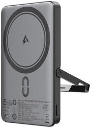 ACEFAST Magnetic Wireless Power Bank (M16-5000) - mágneses vezeték nélküli akkumulátor, összehajtható állvánnyal, USB-C port, 5000mAh, PD18W, LED kijelző - Fekete