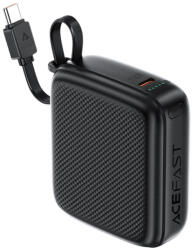 ACEFAST Power Bank Acefast (M15-10000) - Type-C kábel + porttal, 10000mAh, 38.5Wh, PD20W, LED kijelző - Fekete