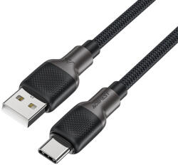 ACEFAST Gyors töltőkábellel USB-ről Type-C-re, 3A, 25.000 hajlítás, tartós szilikon, 1.2m - Fekete