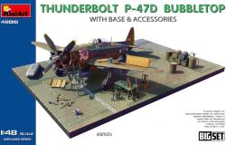 MiniArt Models 1/48 Thunderbolt P-47D Bubbletop vadászgép modell talapzattal és kiegészítőkkel (MI48018)