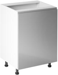 TEMPO KONDELA Alsószekrény, fehér/szürke extra magasfényű, jobbos, AURORA D601F (238115)