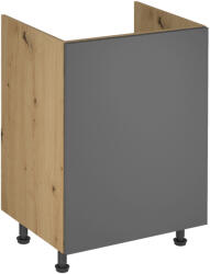 TEMPO KONDELA Mosogató szekrény, artisan tölgy/szürke matt, univerzális, LANGEN D60Z (263666)