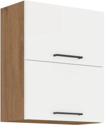 TEMPO KONDELA Felső szekrény, lancelot tölgy / fehér extra magas fényű HG, VEGA 60 GU-72 2F (211759)