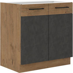 TEMPO KONDELA Mosogató szekrény, szürke matt/tölgy lancelot, VEGA 80 ZL 2F BB (239361)