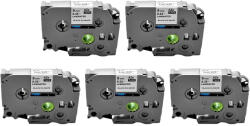AIMO Set 5 benzi laminate AIMO Compatibile Brother TZe-221, 9 mm text negru pe alb, pentru organizare birou, etichetare dosare si arhivare (BHATZE221P5)