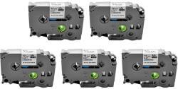 AIMO Set 5 benzi laminate compatibile Brother P-touch TZe-231, 12 mm, negru pe alb, pentru rafturi, inventariere si organizare profesionala (BHATZE231P5)