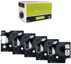 AIMO Set 5 etichete compatibile DYMO LabelManager 12 mm negru pe alb pentru organizare generala, prize si echipamente S0720530 (A45013P5)