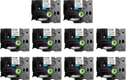 Sanco Grup SG Set 10 benzi laminate SG compatibile Brother TZe-221, 9 mm, negru pe alb, pentru organizare birou, dosare si arhivare (BHSGTZE221P10)