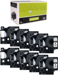 AIMO Set 10 etichete compatibile DYMO LabelManager 12 mm negru pe alb pentru organizare generala, prize si echipamente S0720530 (A45013P10)