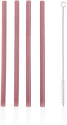 Zopa szilikon szívószál - 4 db, Old Pink