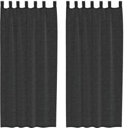 vidaXL 2 db fekete fátyolfüggönyök fülecske tetejével 140x260 cm 0.25 kg 4102259 4102259 (4102259)