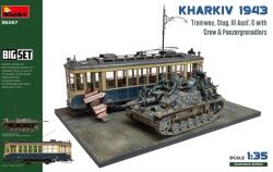 MiniArt Models 1/35 Kharkiv 1943: Villamos és Stug III Ausf. G rohamlöveg modell dioráma figurákkal (MI36067)