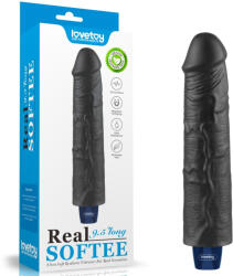 Lovetoy 9, 5"-es REAL SOFTEE újratölthető vibrációs dildó (fekete)