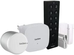 Tedee PRO Set: Încuietoare inteligentă Tedee Smart Lock Silver + Bridge + Keypad Pro + Door Sensor + Cilindru (TedeeProFullSv)