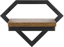 Springos Fali virágtartó, fém és MDF, 25, 5x19 cm, fekete/barna (HF0050)