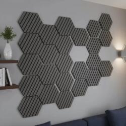  Panou riflaj decorativ, hexagonal - Set 4 Bucati - Antracit Mat (2100000067015)