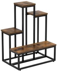 Sersimo 4 polcos polcrendszer fémből és MDF-ből, 51x34x67 cm, fekete és barna színben (GA0210)