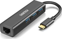 Choetech Multifunkcionális HUB 4 Az 1-ben USB Type C 3x USB 3.0 / Ethernet RJ-45 Szürke (HUB-U02B (6971824970630) (6971824970630)