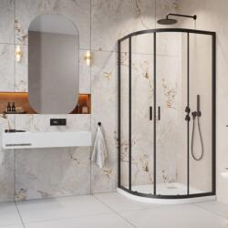 Radaway Cabina de dus semirotunda cu usi glisante Radaway Alienta 80x80 cm negru-transparent (10228080-54-01)