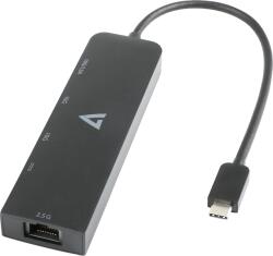 V7 Multifunkciós USB-C HUB (2xUSB-C / 2xUSB-A / RJ45) - Fekete (V7UCRJ25GHUB-BLK) (V7UCRJ25GHUB-BLK)