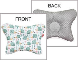 Scamp Laposfejűség elleni babapárna - Menta-Szürke - Sünik és pöttyök