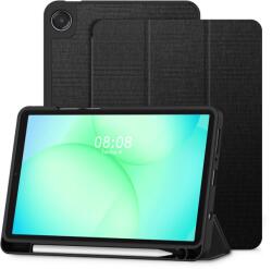  Tablettok Samsung Galaxy Tab A11 8.7 X133 / X135 - obszidián fekete vászon anyagú smart case tablet tok, ceruza tartóval