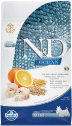 N&D Ocean Mini Adult Monoprotein Száraz Kutyatáp (Tőkehal, Tönköly, Zab és Narancs) - 800 g