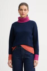 Benetton pulóver gyapjúkeverékből sötétkék, garbónyakú, 16YCE204I - sötétkék S