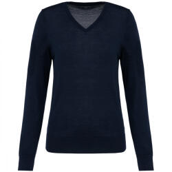 Kariban Női V nyakú merino pulóver Kariban Premium kék