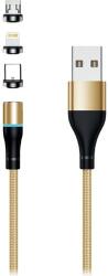 Setty USB kábel, Mágneses USB Type-C, Micro-USB és Lightning mágneses adapterek a készletben, (2 méter 2, 4A Ledes), arany