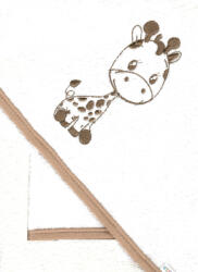  Babastar hímzett fürdőlepedő, fürdetőkesztyűvel 80*80 cm - zsiráf natúr/fehér