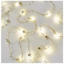 EMOS LED karácsonyi fényfüzér arany - csillagok, 1, 9 m, 2x AA, beltéri, meleg fehér, időzítő DCGW09 (DCGW09)