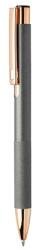  Golyóstoll újrahasznosított alumínium, matt felületű testtel, texturált markolatú, szürke test, rózsaarany klipsz