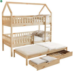  Montessori emeletes ágy pótággyal, természetes, VENITA TYP 1