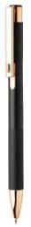  Golyóstoll újrahasznosított alumínium, matt felületű testtel, texturált markolatú, fekete test, rózsaarany klipsz