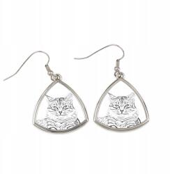 Art-Dog Szibériai macska háromszög alakú lógós fülbevaló fényképpel, személyre szabható (5055882476837)
