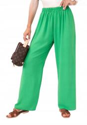 Kesi Világoszöld viszkóz női nadrág, széles szár, elasztikus derékrész