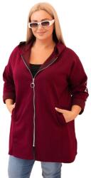 Kesi Szilva színű Plus Size női pulóver kapucnival és dekoratív cipzárral (5907302511188)