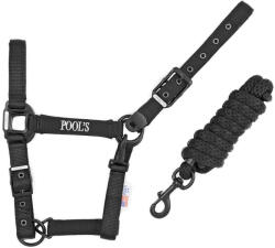 POOL'S Nylon lovagló kötél bőrrel Pool's póni fekete