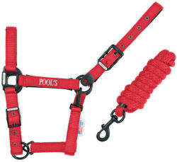 POOL'S Nylon lovagló kötél bőrrel Pool's nagyló vörös