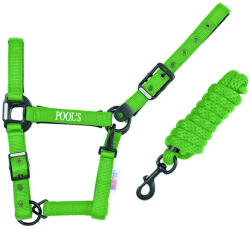 POOL'S Nylon lovagló kötél bőrrel Pool's póni zöld