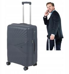  Közepes Kemény Bőrönd Pp 65x43x27 3, 3 Kg Könnyű Szürke 4 Keréken (5907213032178)