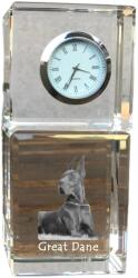  Német dog kristály asztali óra kutyával, fényképes ajándéktárgy (5055882416703)
